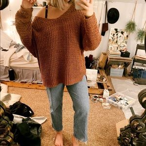 Oversized rust pink knit sweater